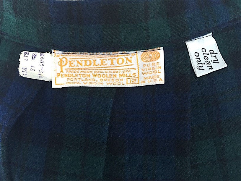 Vintage 1970s Pendleton Wool Skirt / Black Watch Tartan Kilt / Approx. Size 6 to 8 - 26 inch Waist - ThisBlueBird