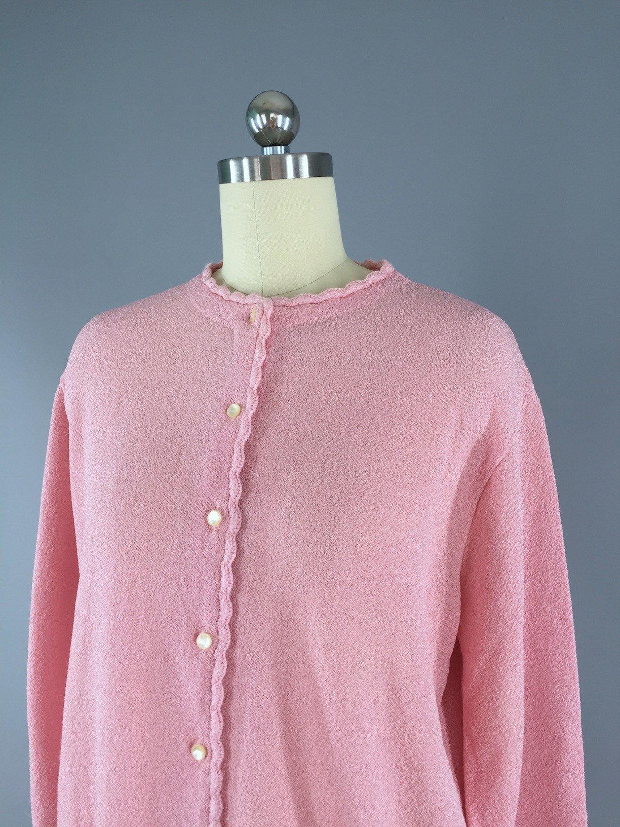 Vintage 1970s Pink Cardigan Sweater - ThisBlueBird