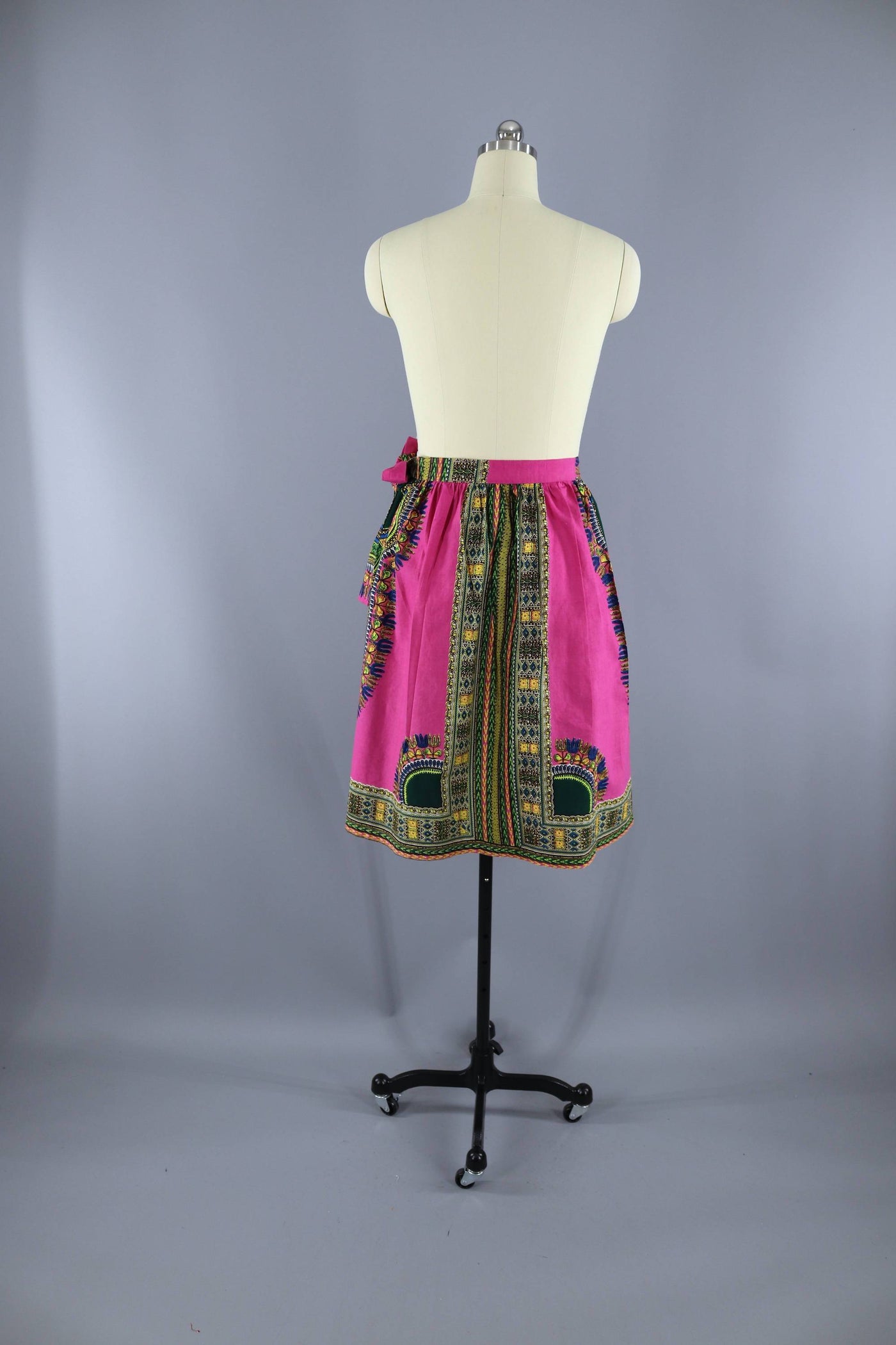 Vintage 1970s Pink Cotton Print Midi Skirt - ThisBlueBird