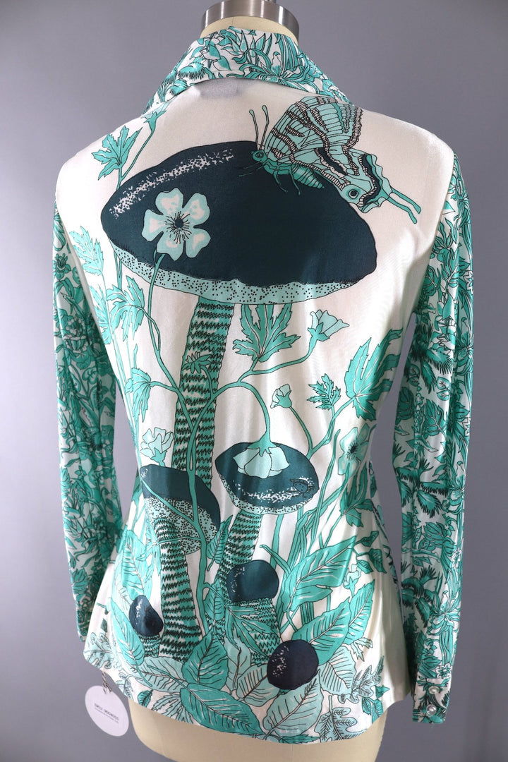 Vintage 1970s Psychedelic Novelty Print Mushrooms Shirt - ThisBlueBird