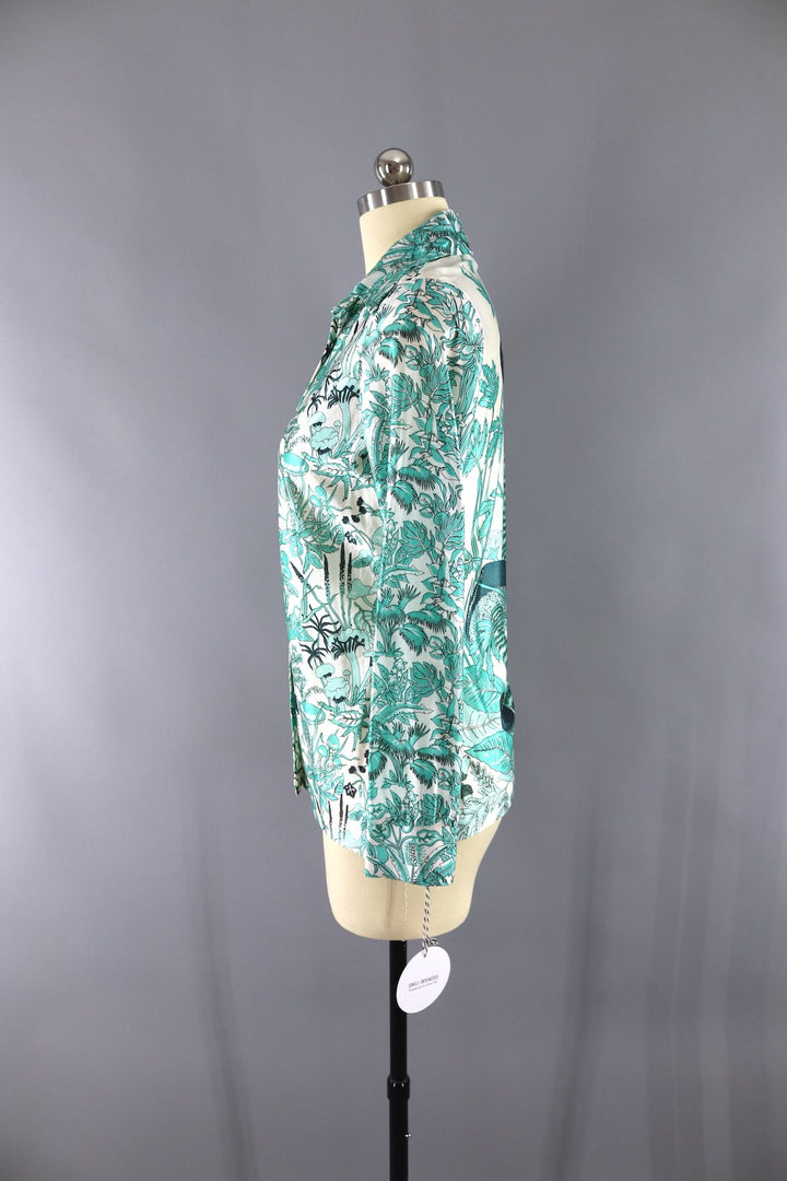 Vintage 1970s Psychedelic Novelty Print Mushrooms Shirt - ThisBlueBird