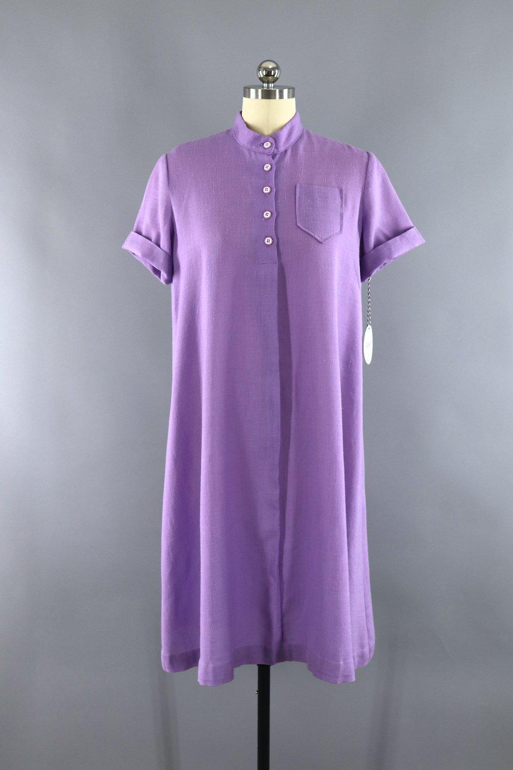 Vintage 1970s Purple Day Dress / Maternity Dress - ThisBlueBird