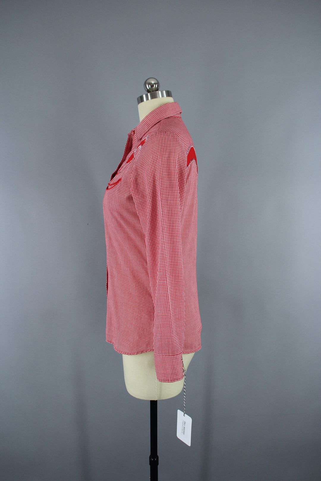 Vintage 1970s Red Gingham Karman Western Rockabilly Style Shirt - ThisBlueBird
