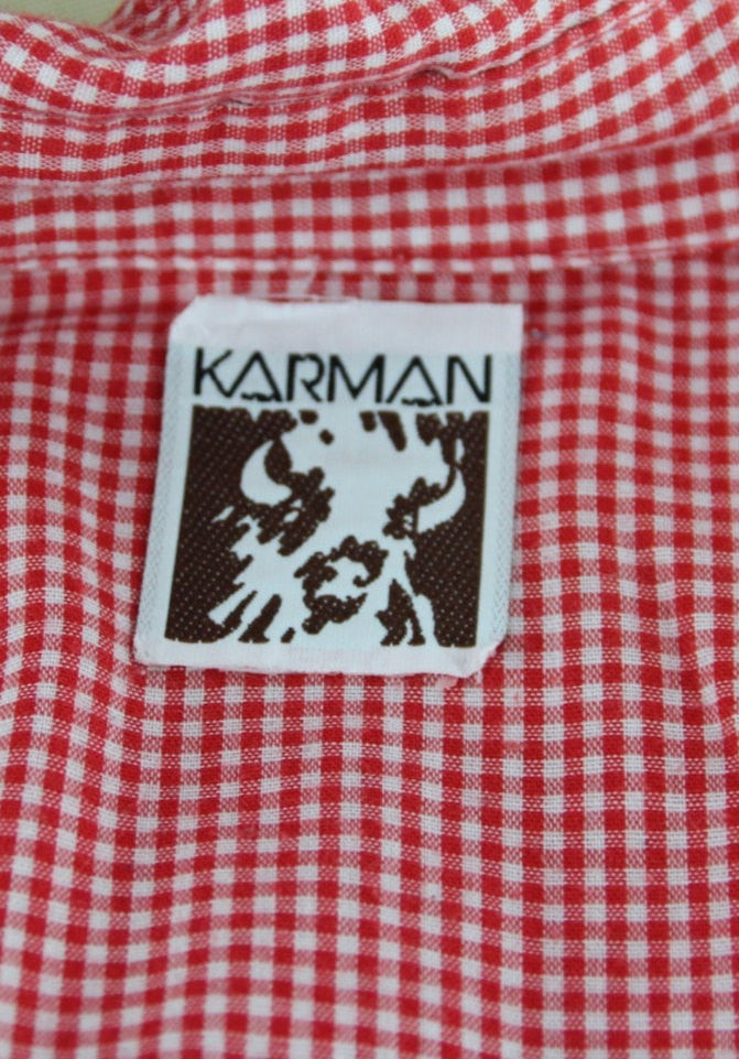 Vintage 1970s Red Gingham Karman Western Rockabilly Style Shirt - ThisBlueBird