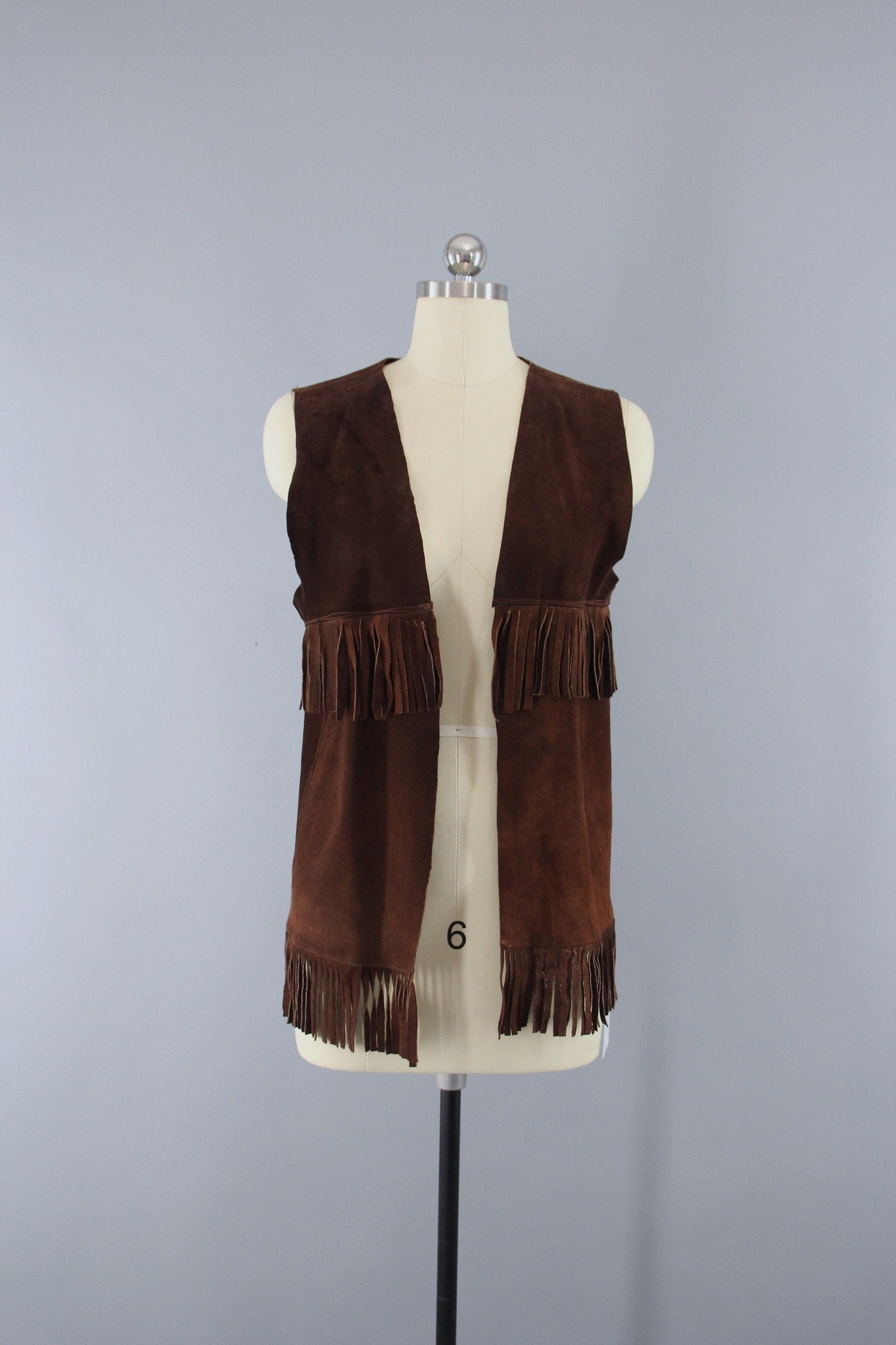 Vintage 1970s Suede Vest with Fringe - ThisBlueBird