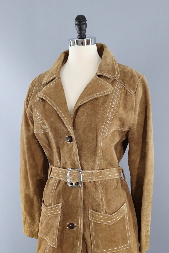 Vintage 1970s Tan Suede Jacket-ThisBlueBird - Modern Vintage
