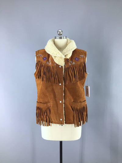 Vintage 1970s William Barry Suede Fringed Vest - ThisBlueBird