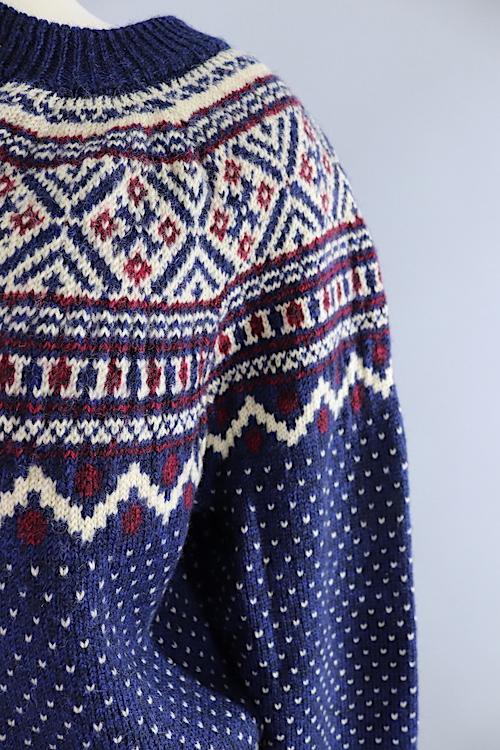 Vintage 1970s Wool Danish Fair Isle Sweater - ThisBlueBird
