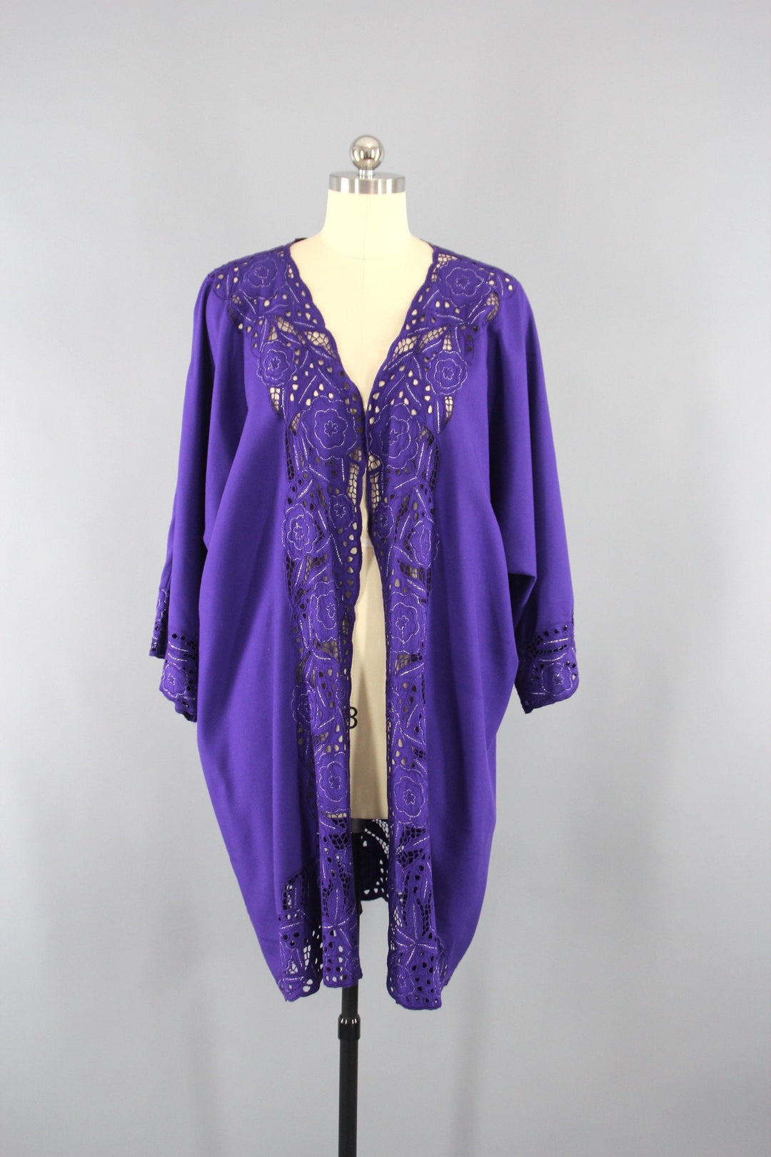 Vintage 1980s Bali Cutwork Kimono Robe - ThisBlueBird