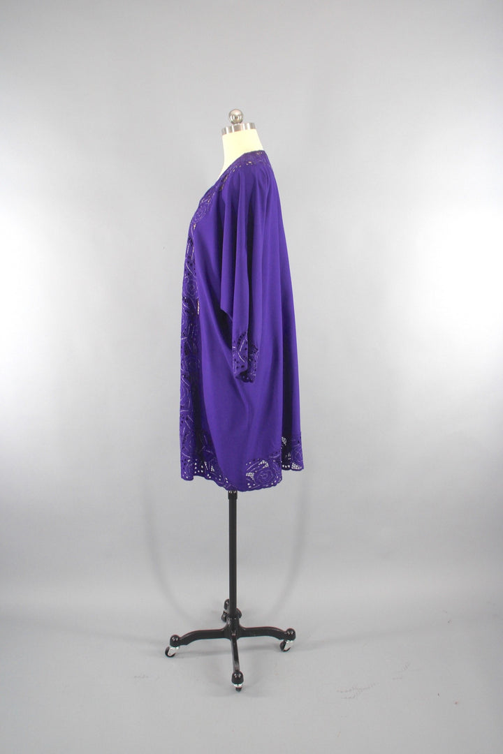 Vintage 1980s Bali Cutwork Kimono Robe - ThisBlueBird