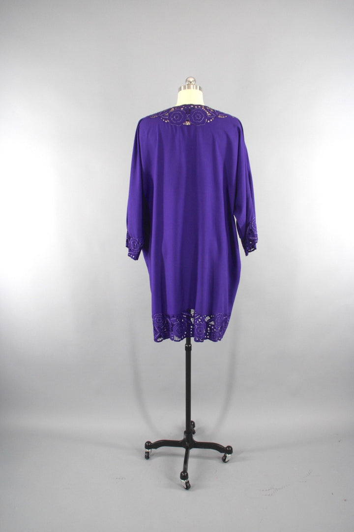 Vintage 1980s Bali Cutwork Kimono Robe - ThisBlueBird
