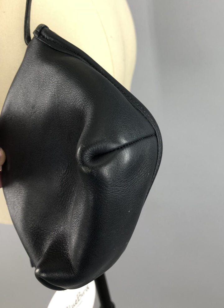 Vintage 1980s Black Leather COACH Cross Body Messenger Bag - ThisBlueBird