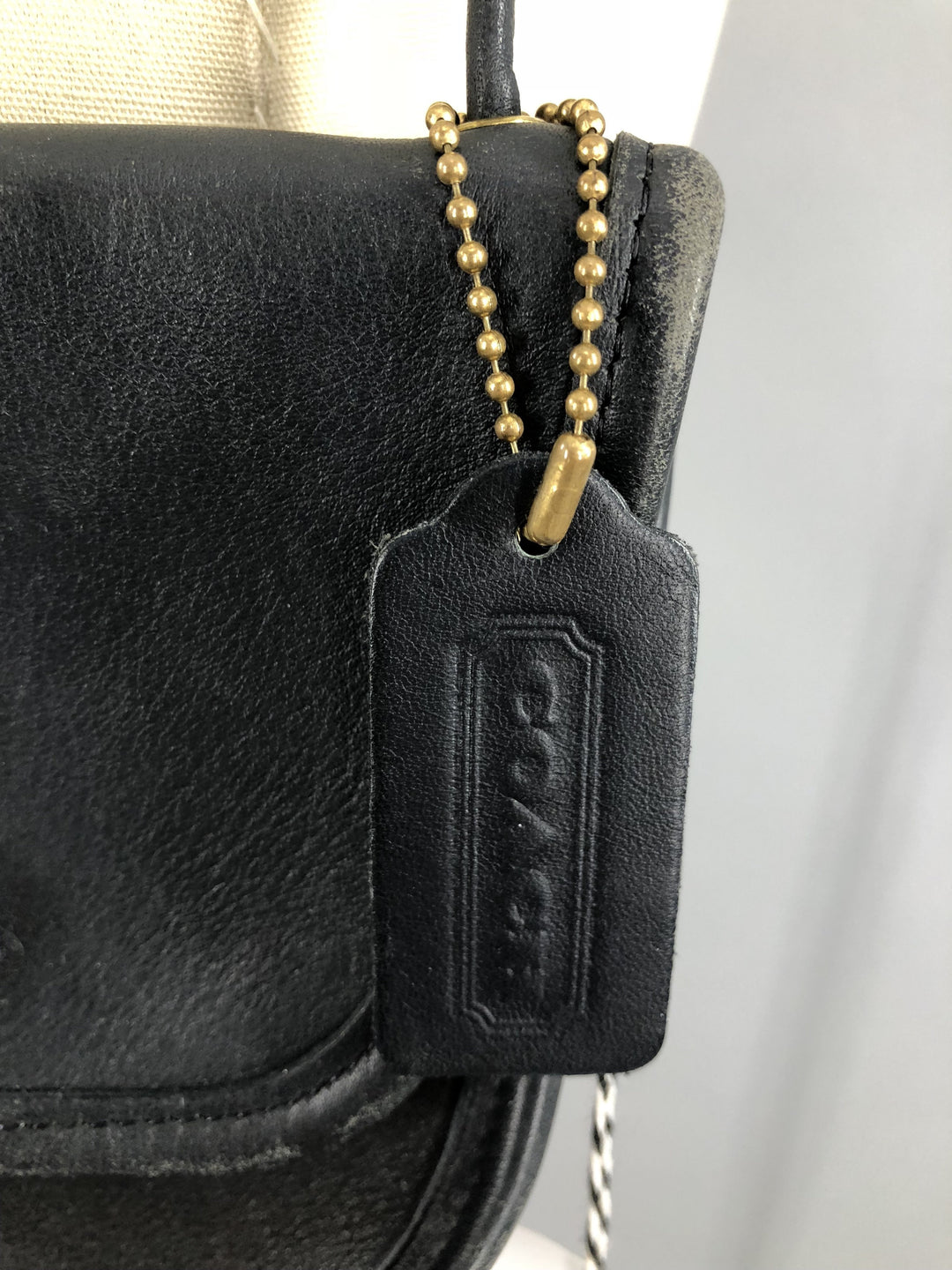 Vintage 1980s Black Leather COACH Cross Body Messenger Bag - ThisBlueBird