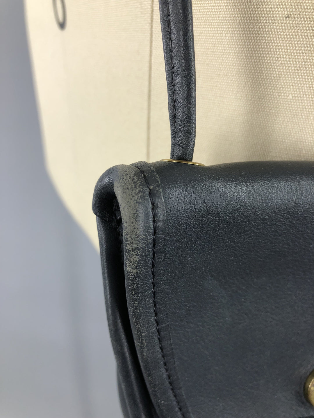 Vintage 1980s Black Leather COACH Cross Body Messenger Bag - ThisBlueBird