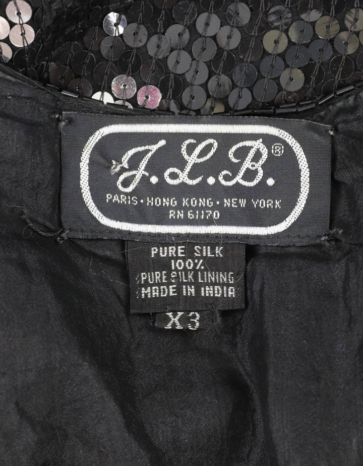 Vintage 1980s Black &amp; Silver Sequined Trophy Blouse - ThisBlueBird