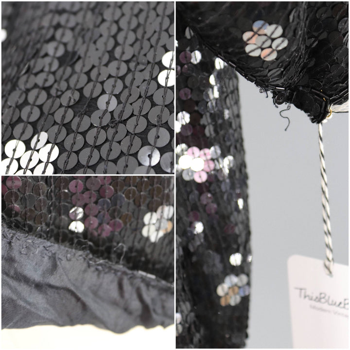 Vintage 1980s Black &amp; Silver Sequined Trophy Blouse - ThisBlueBird