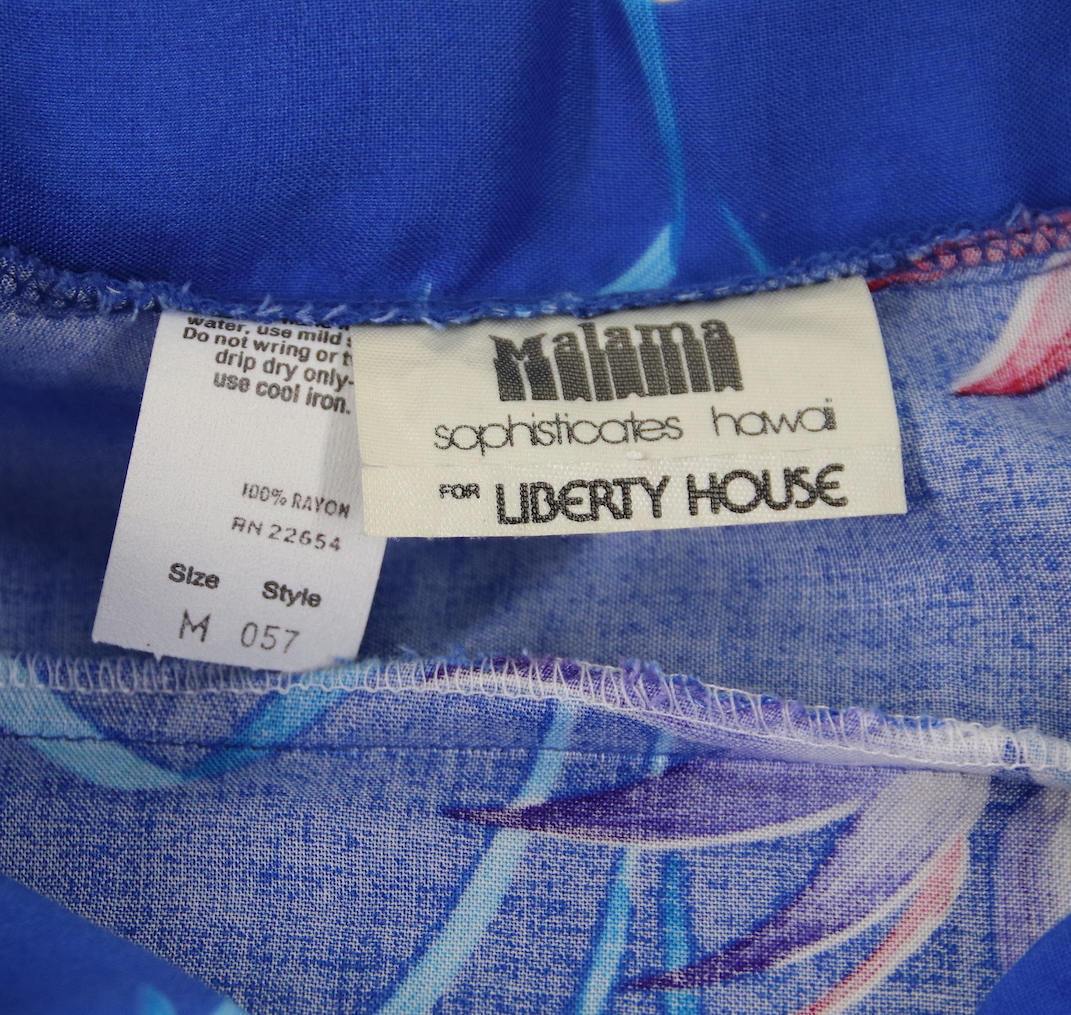 Vintage 1980s Blouse / Blue Birds of Paradise Print / Malama LIBERTY HOUSE - ThisBlueBird
