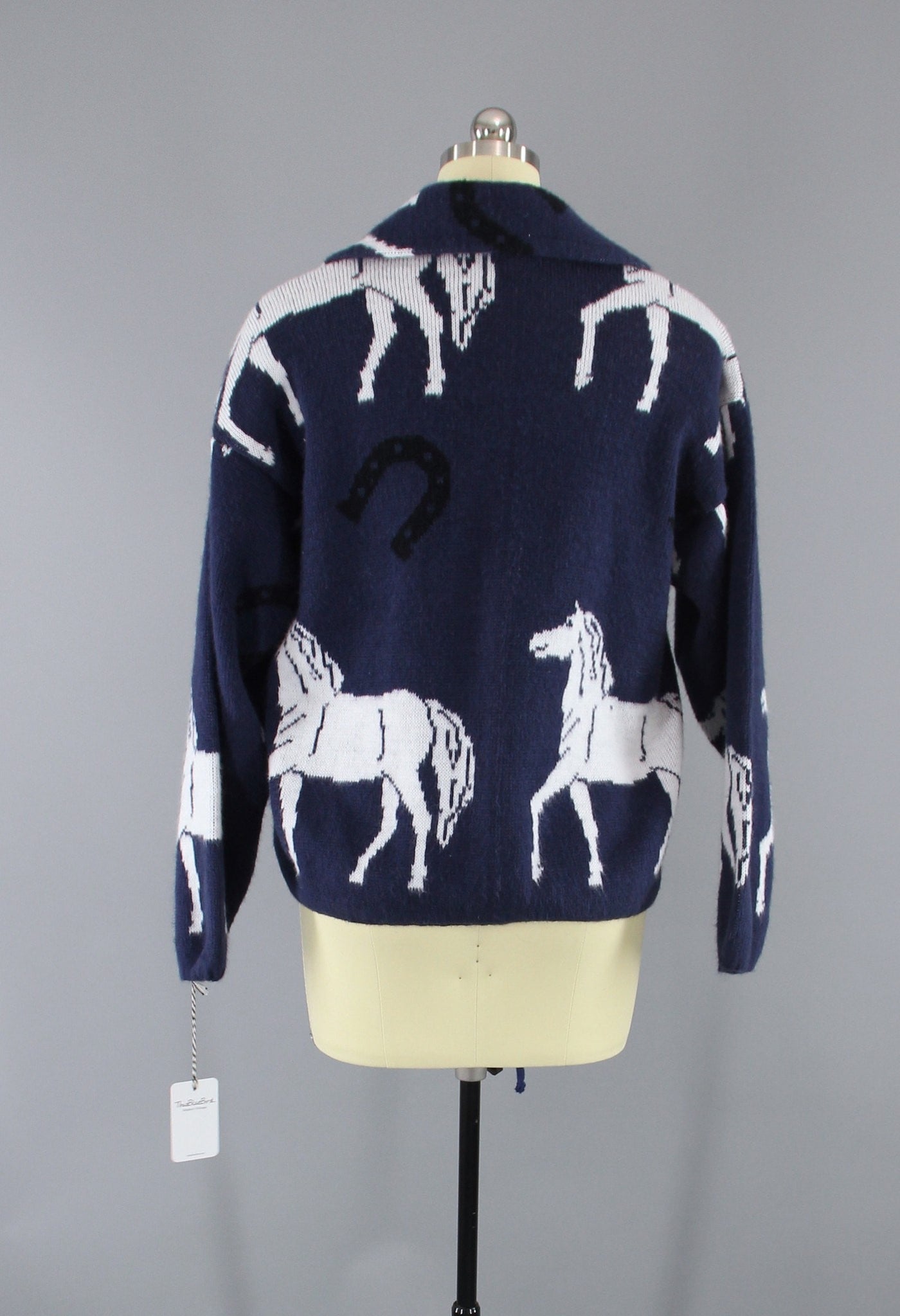 Vintage 1980s Cardigan Sweater / Southwestern Horses Tejidos - ThisBlueBird