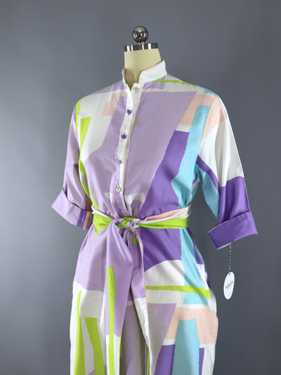 Vintage 1980s Catherine Ogust Pastel Color Block Dress - ThisBlueBird