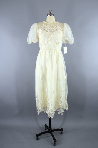 Vintage 1980s Chiffon Lace Party Dress - ThisBlueBird
