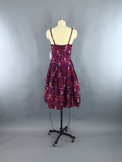 Vintage 1980s Cocktail Dress / Floral Print Silk / Zoltan Los Angeles - ThisBlueBird