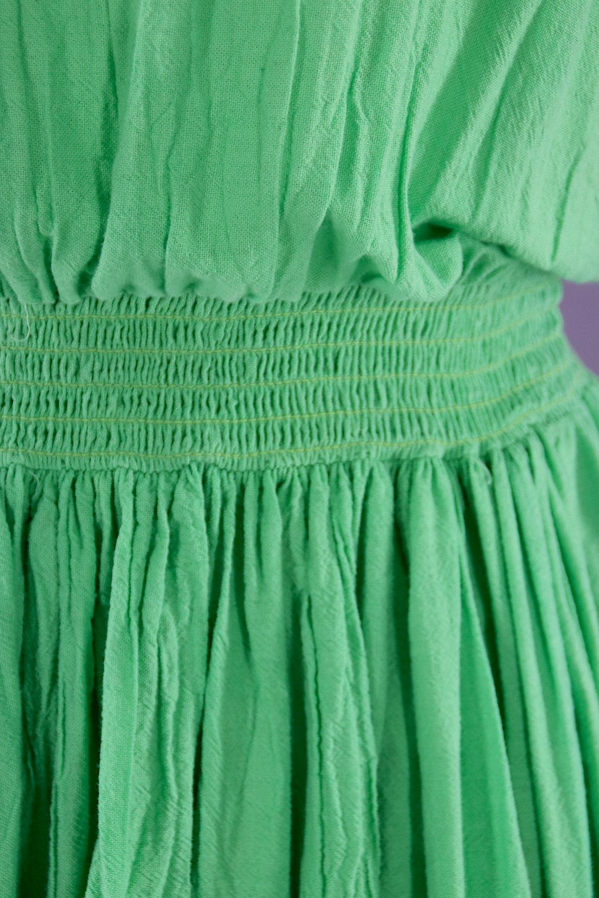 Vintage 1980s Cotton Gauze Dress / Bright Green Indian Cotton ...