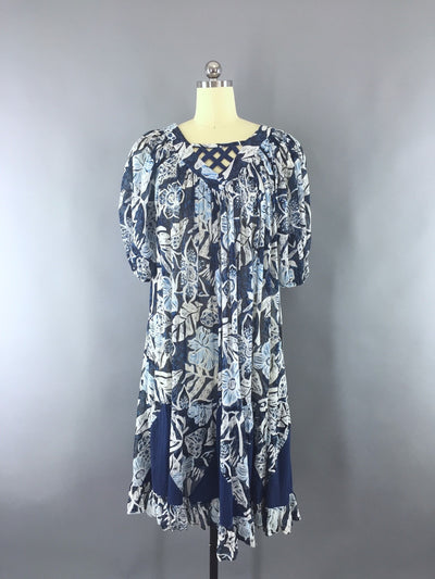 Vintage 1980s Dress / Cotton Gauze Caftan - ThisBlueBird