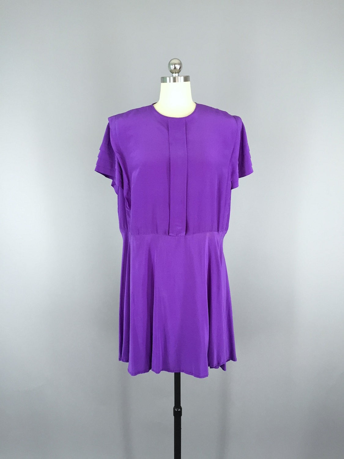 Vintage 1980s Dress / Purple Silk - ThisBlueBird