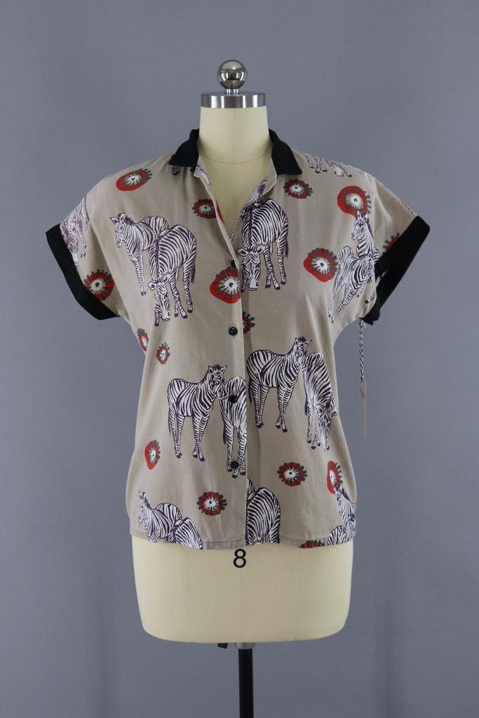 Vintage 1980s Ely Glad Rags ZEBRA Novelty Print Shirt – ThisBlueBird