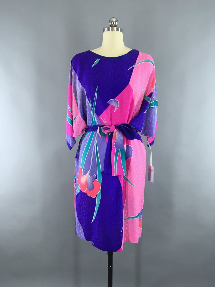 Vintage 1980s FLORA KUNG Silk Tunic Dress - ThisBlueBird