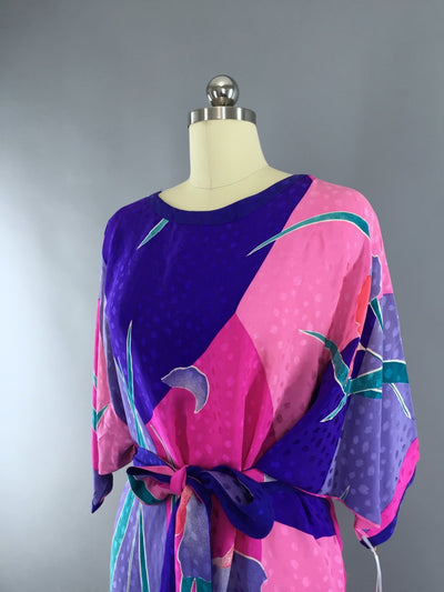 Vintage 1980s FLORA KUNG Silk Tunic Dress - ThisBlueBird