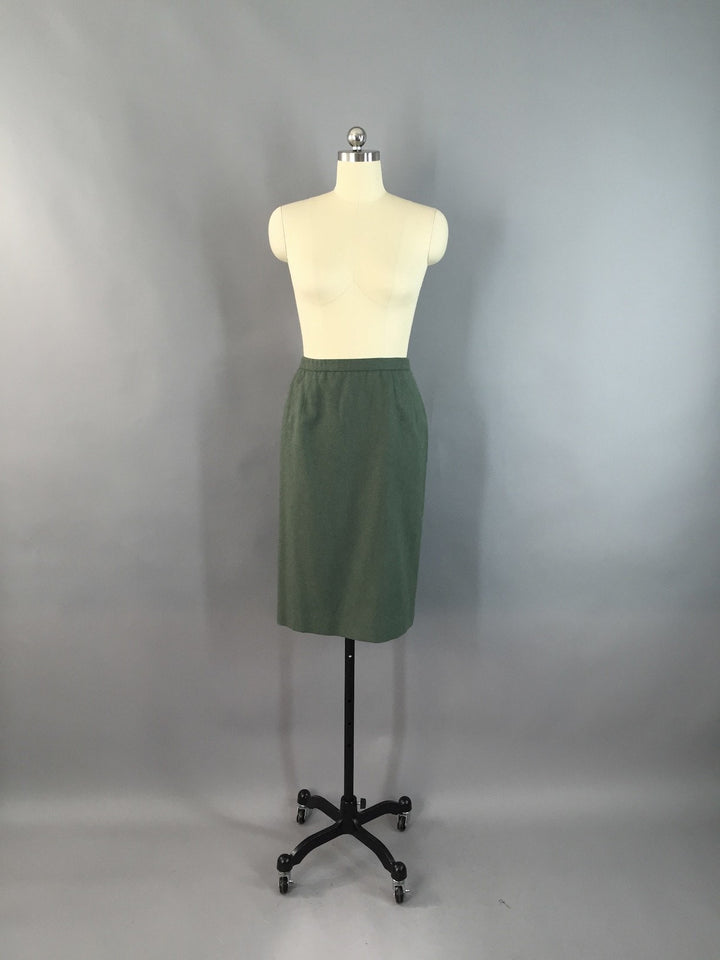 Vintage 1980s Green Pendleton Wool Pencil Skirt - ThisBlueBird