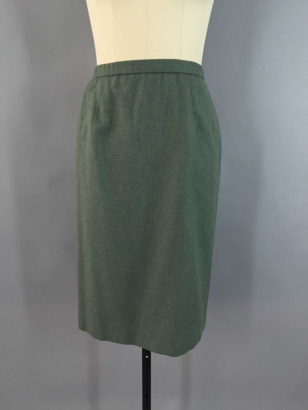 Vintage 1980s Green Pendleton Wool Pencil Skirt - ThisBlueBird