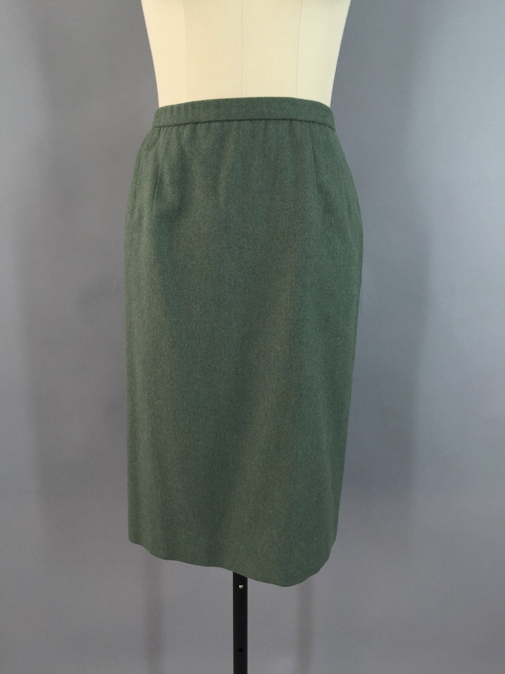 Vintage 1980s Green Pendleton Wool Pencil Skirt - ThisBlueBird