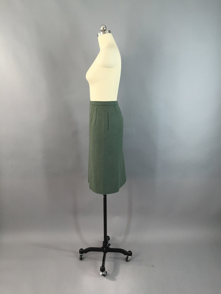 Vintage 1980s Green Pendleton Wool Pencil Skirt - ThisBlueBird