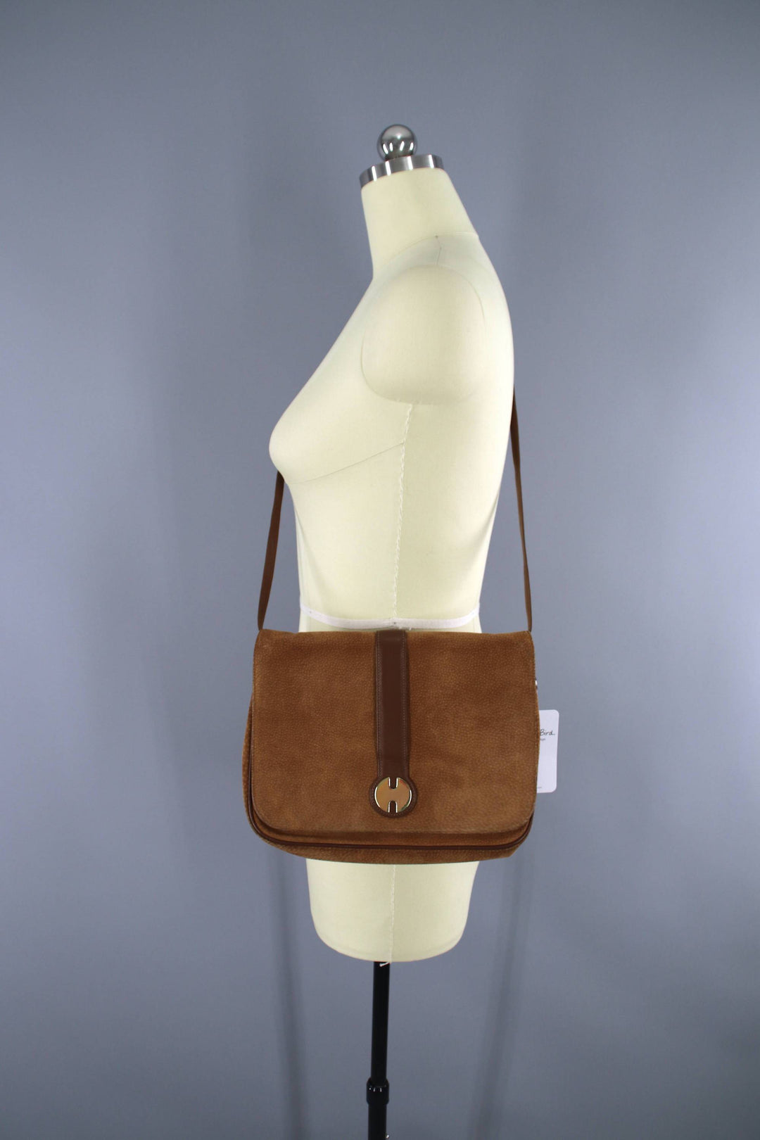 Vintage 1980s HALSTON Suede Shoulder Bag Clutch Purse - ThisBlueBird
