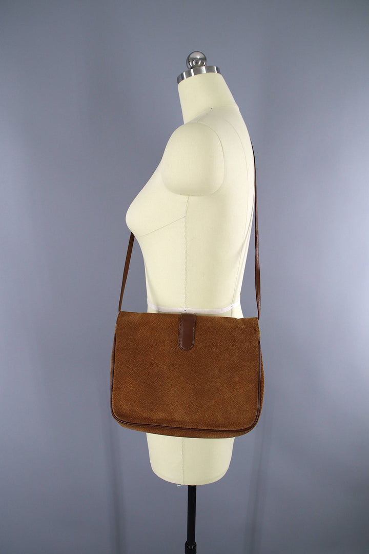 Vintage 1980s HALSTON Suede Shoulder Bag Clutch Purse - ThisBlueBird
