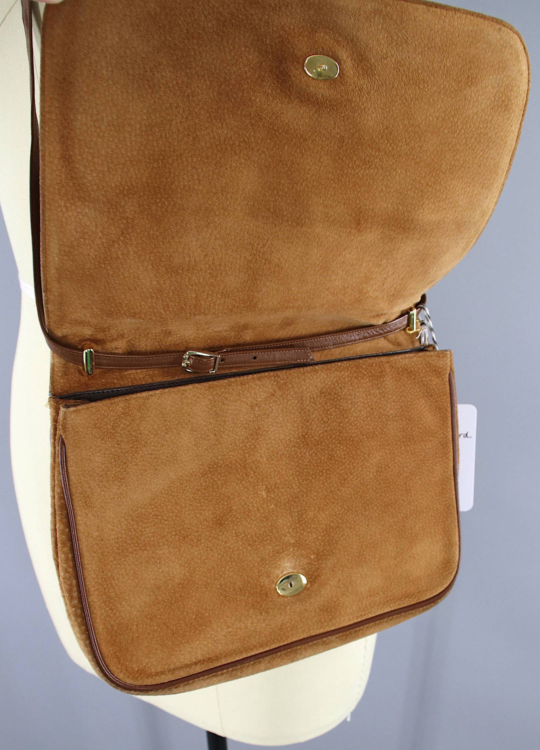 Vintage 1980s HALSTON Suede Shoulder Bag Clutch Purse - ThisBlueBird