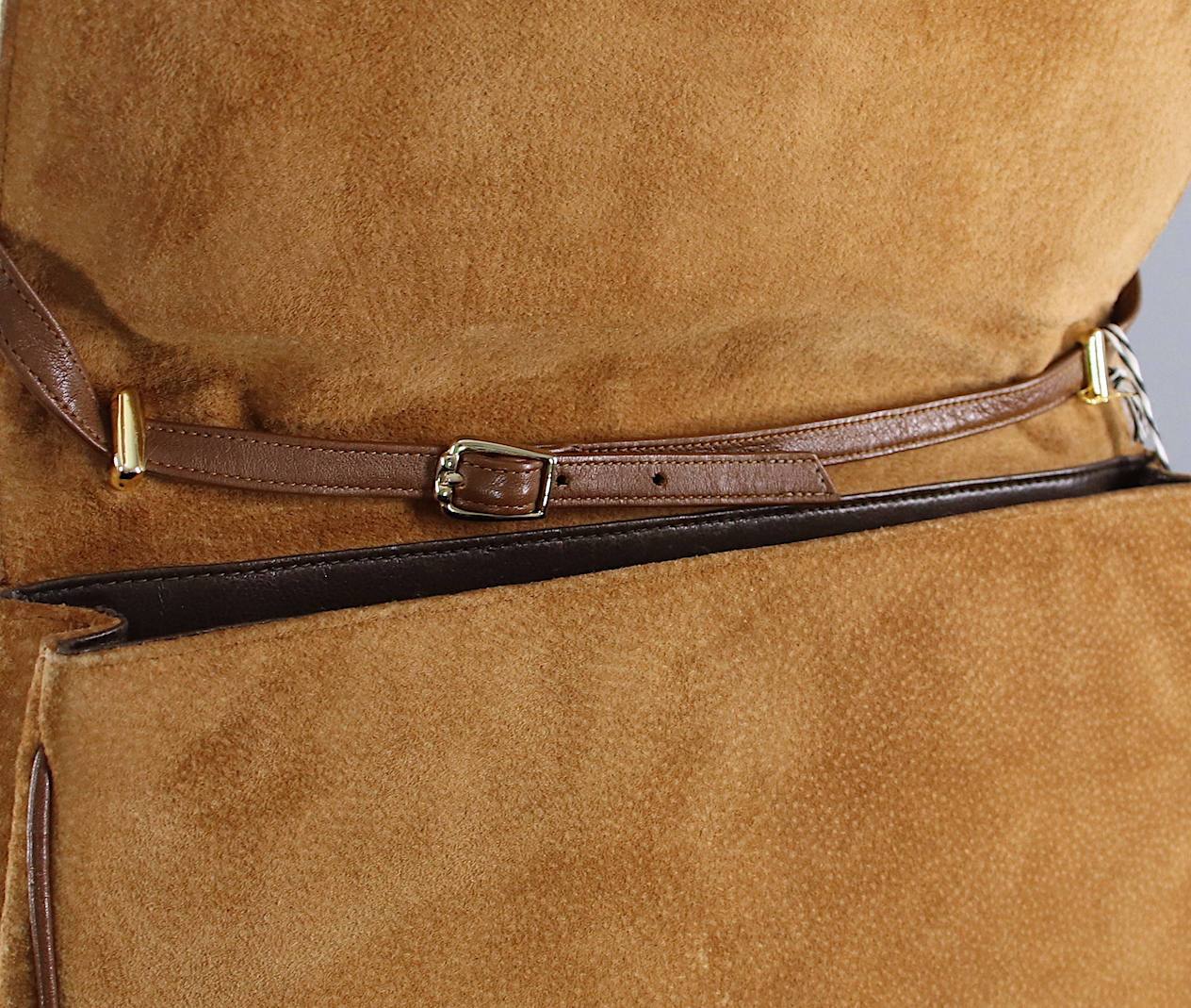 Vintage 1980s HALSTON Suede Shoulder Bag Clutch Purse - ThisBlueBird