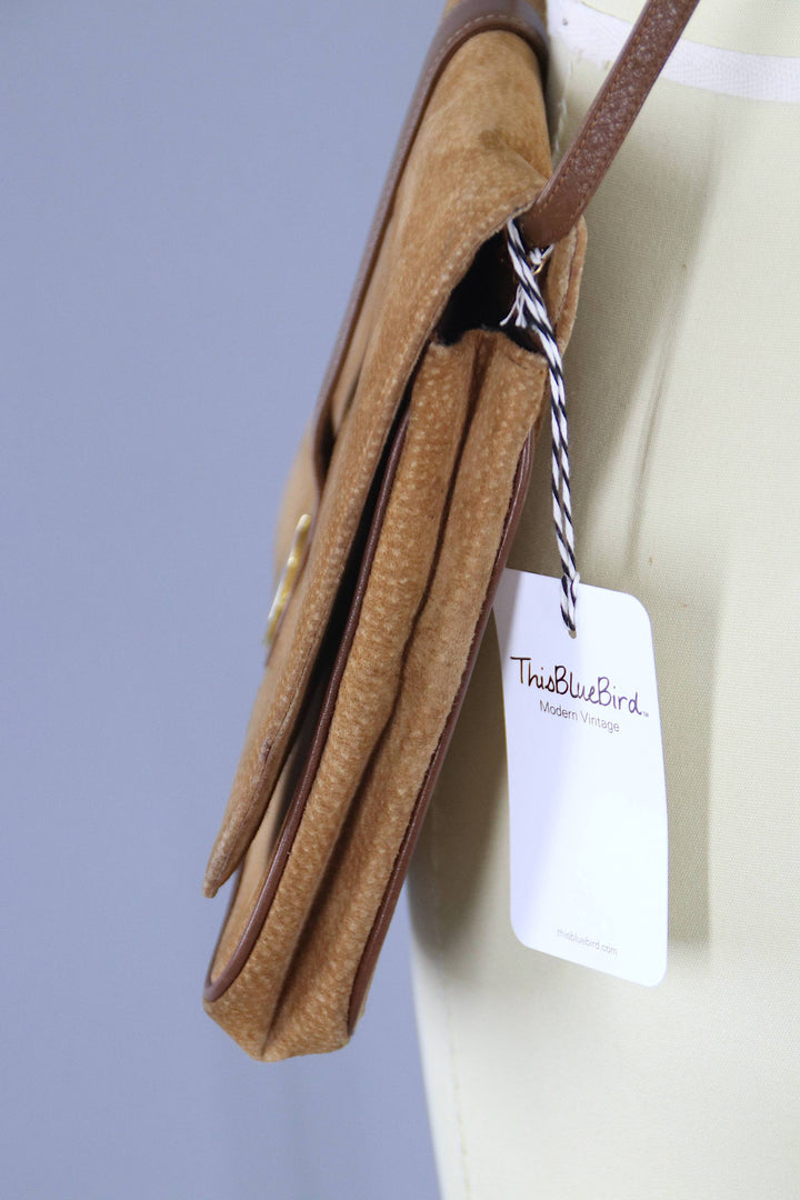 Vintage 1980s HALSTON Suede Shoulder Bag Clutch Purse - ThisBlueBird