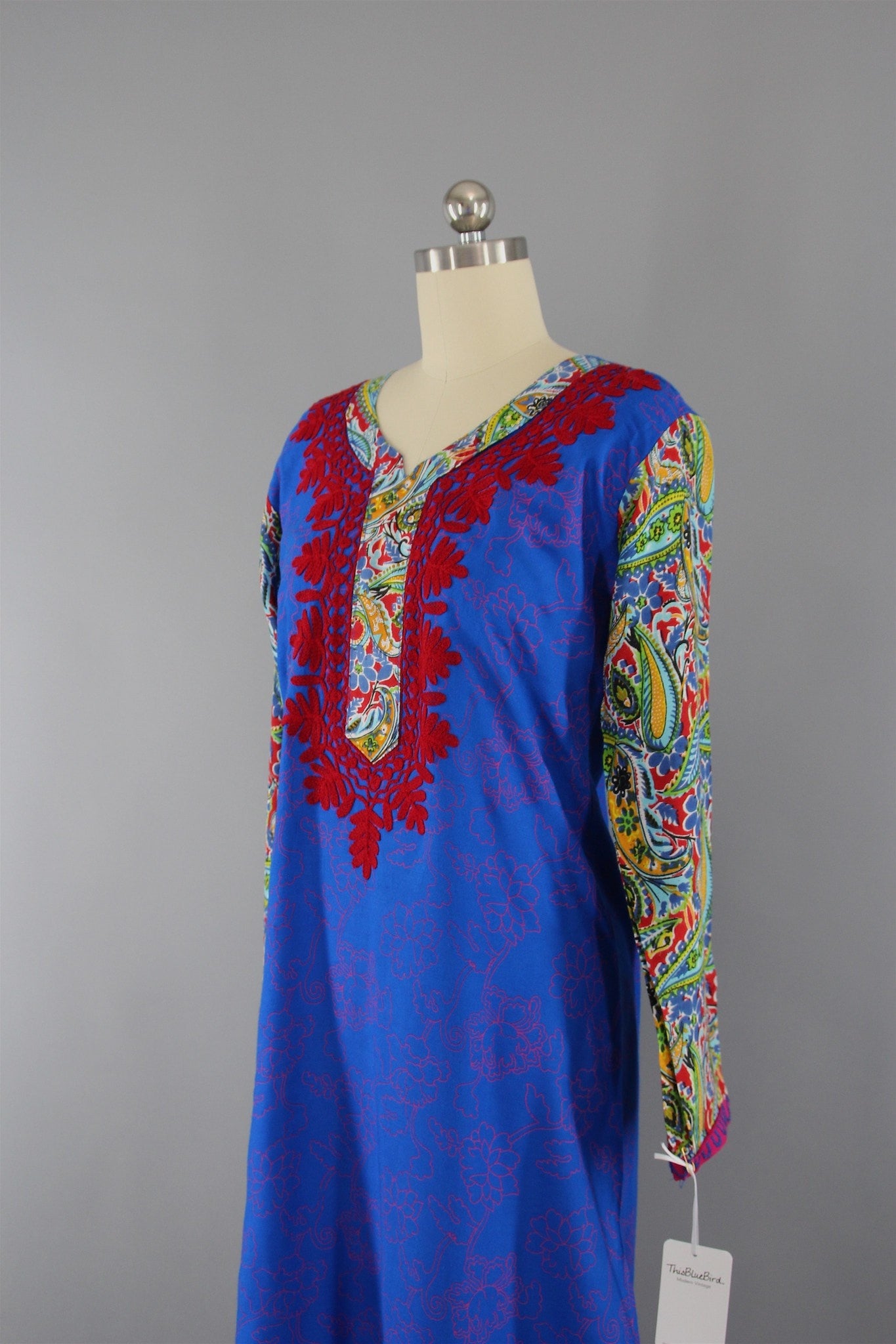 Vintage 1980s Indian Kurta Kaftan Dress - ThisBlueBird