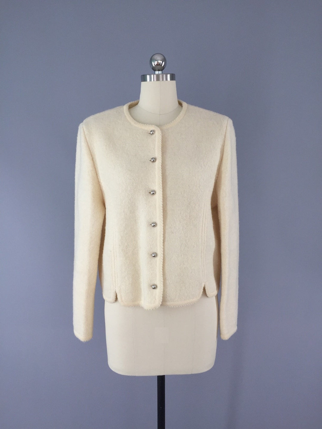 Vintage 1980s Ivory Wool Jacket - ThisBlueBird