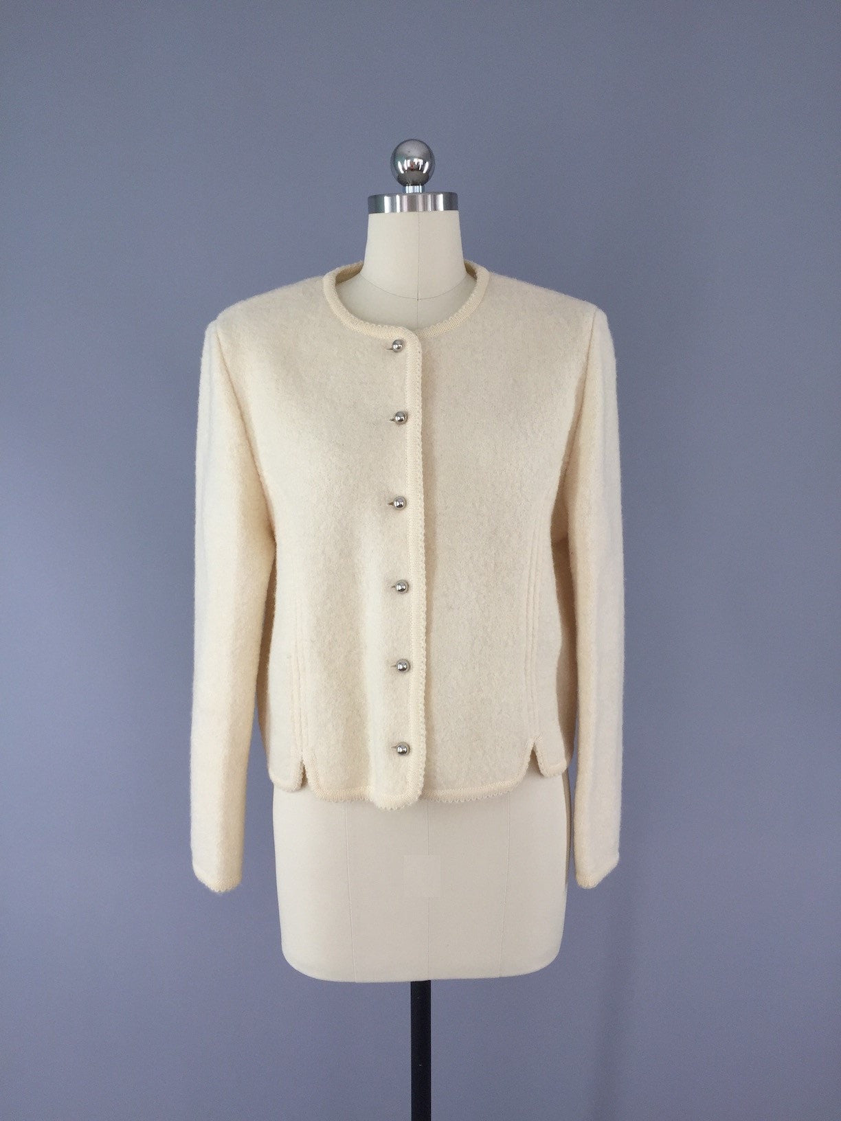 Vintage 1980s Ivory Wool Jacket - ThisBlueBird