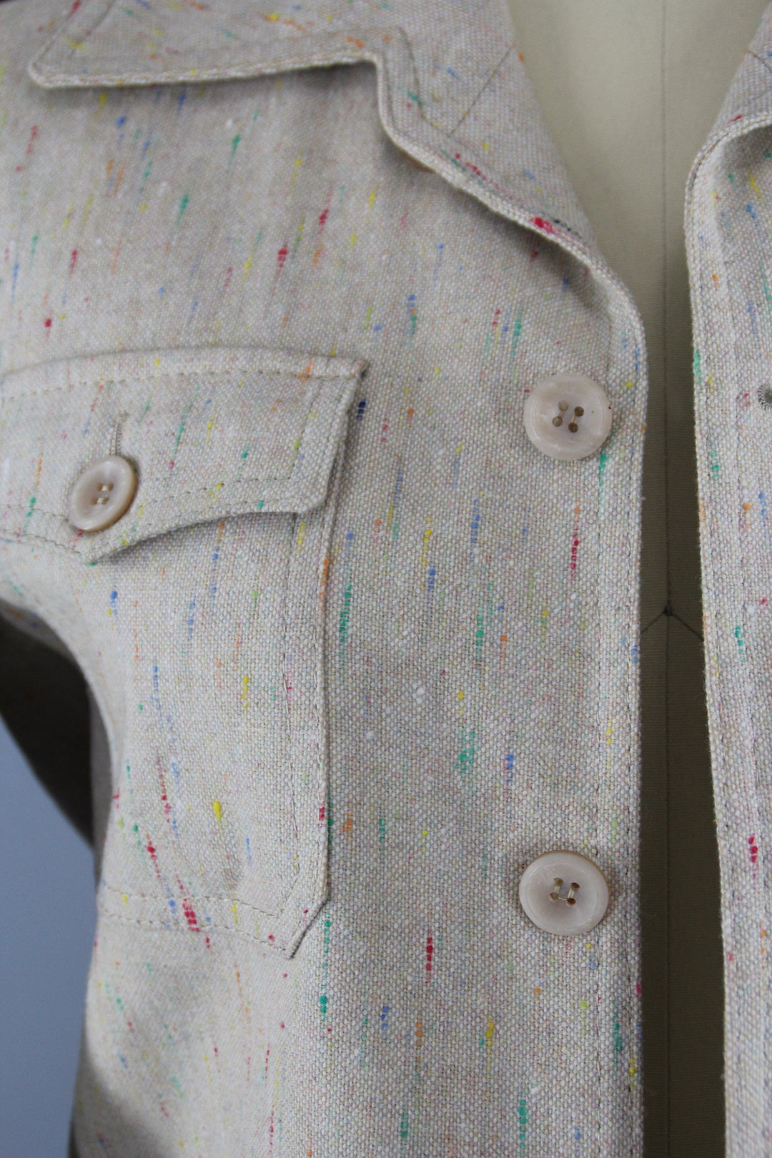 Vintage 1980s Jacket / Beige Linen - ThisBlueBird