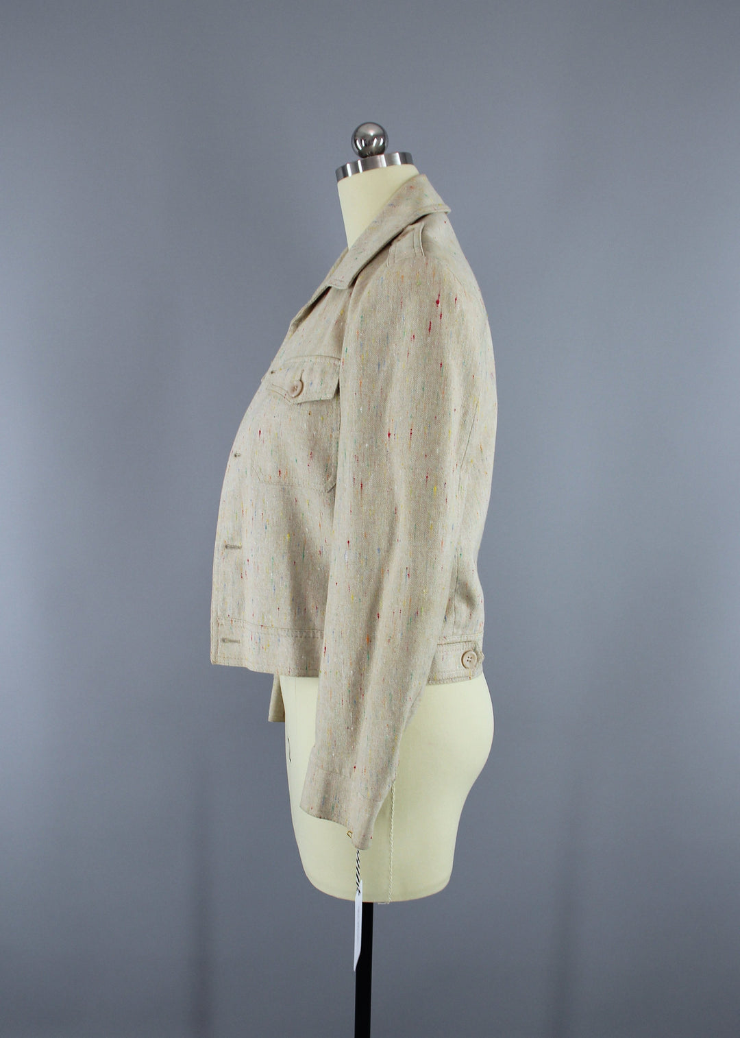 Vintage 1980s Jacket / Beige Linen - ThisBlueBird