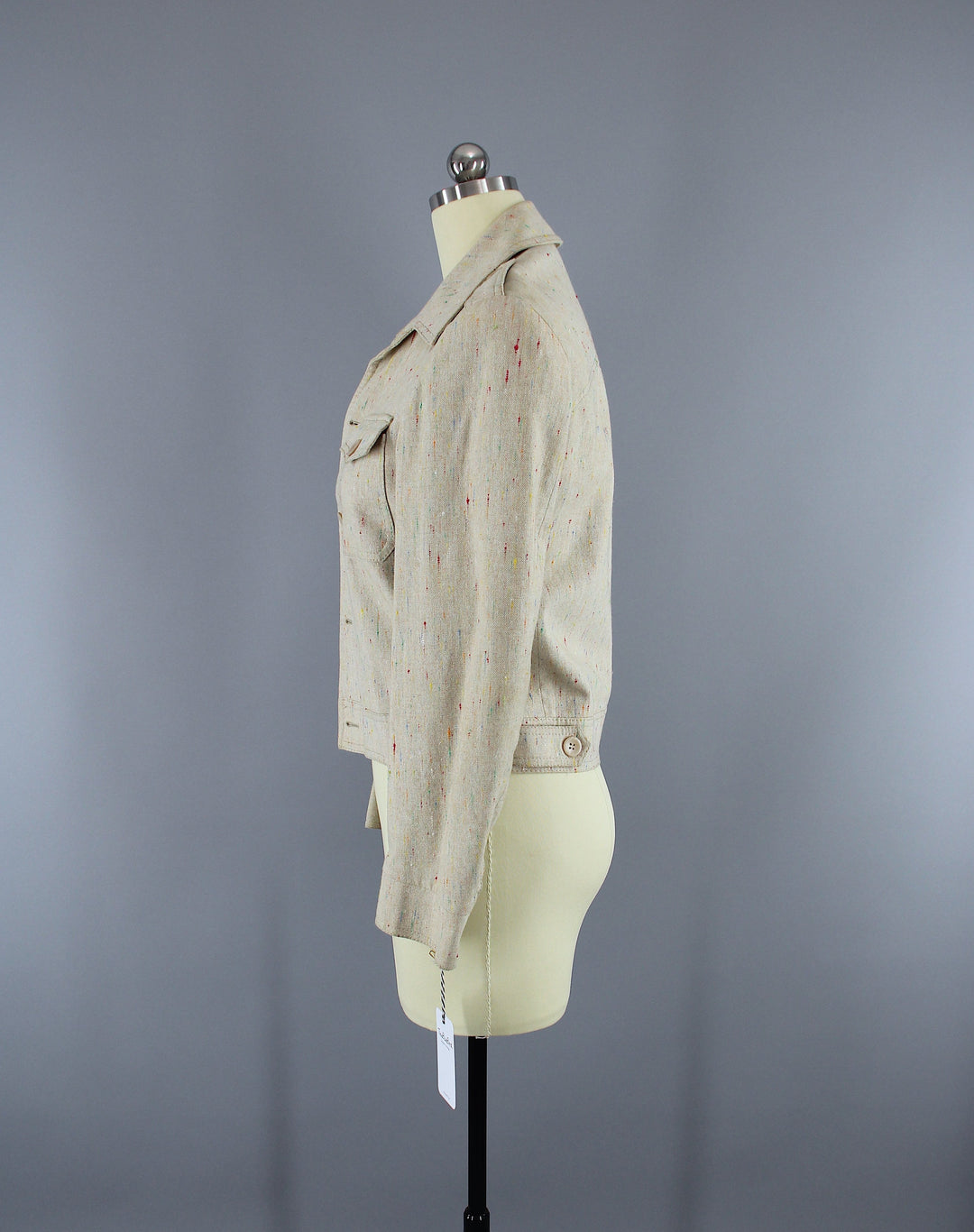 Vintage 1980s Jacket / Beige Linen - ThisBlueBird