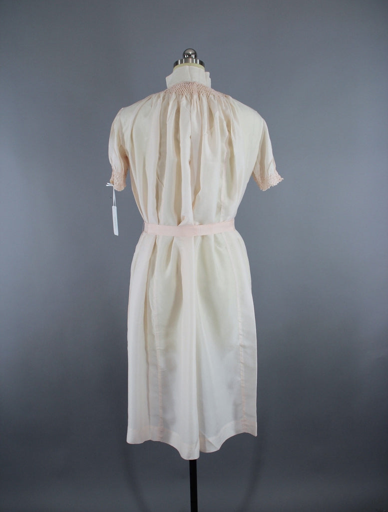 Vintage 1980s Pastel Pink Silk Nightgown Maternity Gown - ThisBlueBird