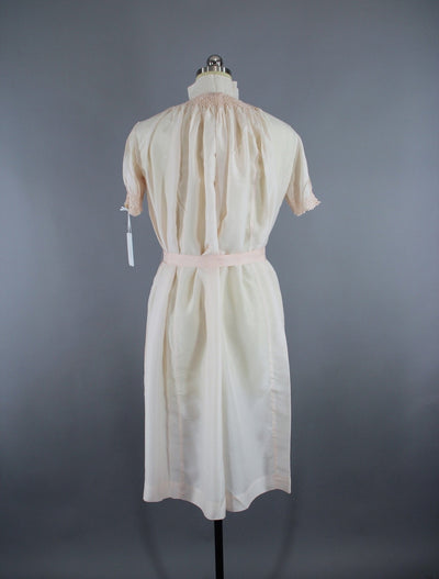 Vintage 1980s Pastel Pink Silk Nightgown Maternity Gown - ThisBlueBird