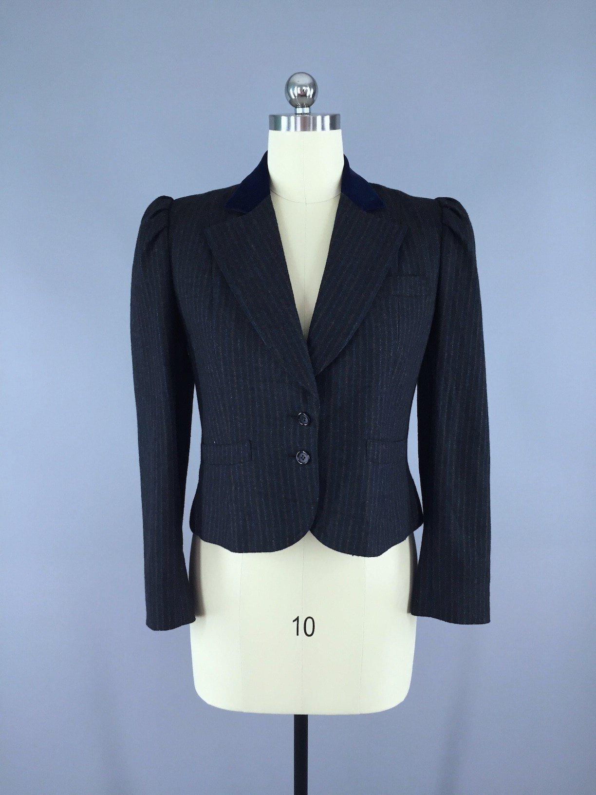 Vintage 1980s Peabody House Grey Wool Blazer Jacket - ThisBlueBird