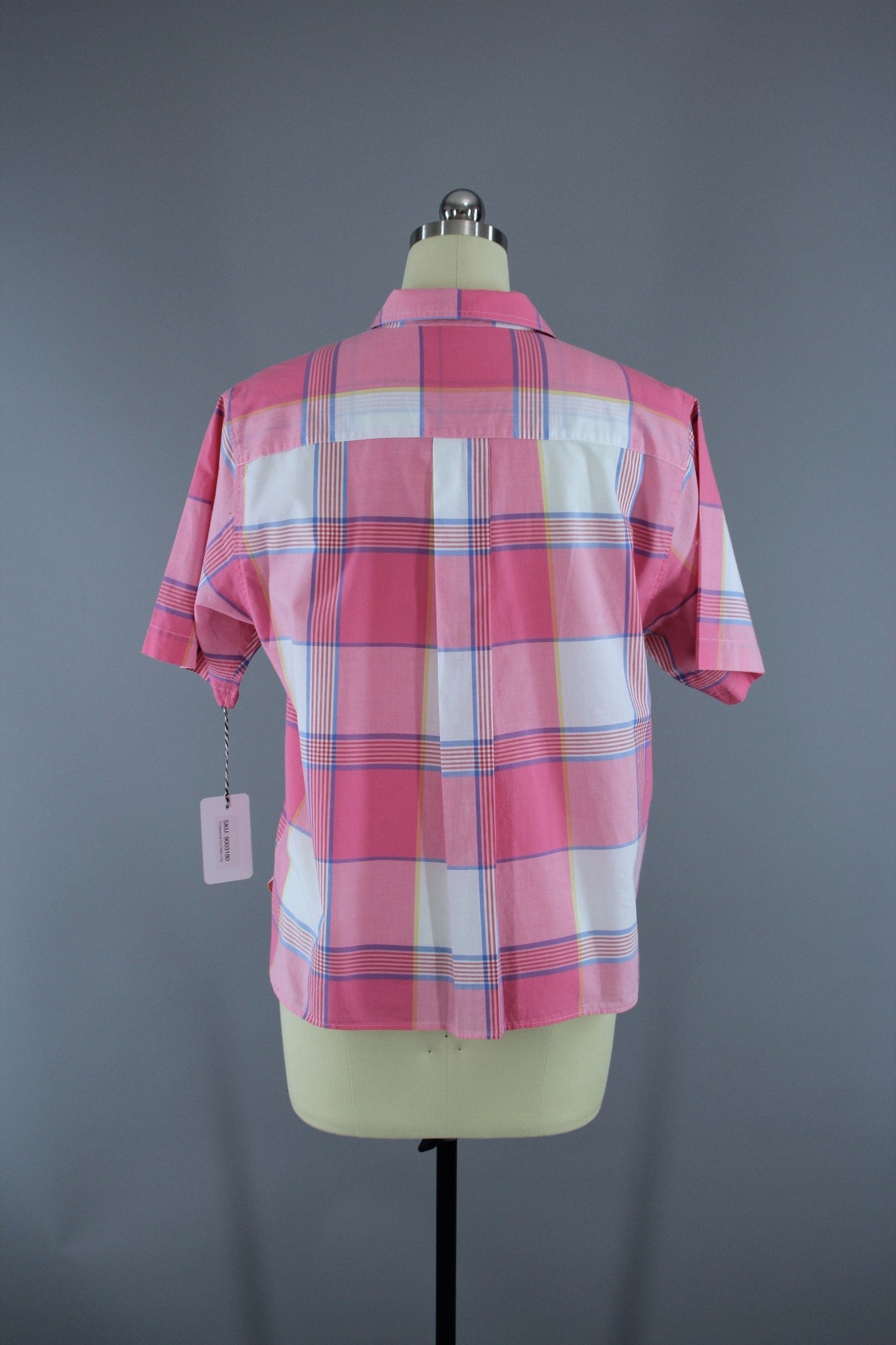 Vintage 1980s Pink Madras Plaid Shirt - ThisBlueBird